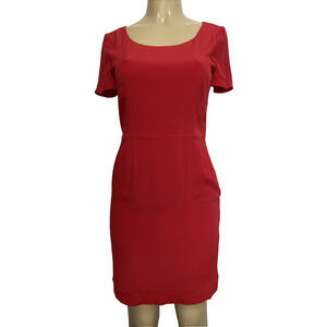 M Missoni Red Dress Short Sleeve Mini Round Neck Lined Sheath Silk Blend…